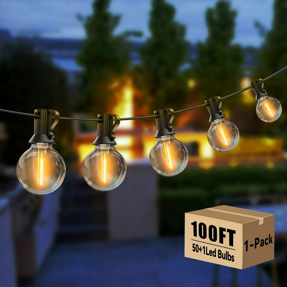 Daybetter 100-Foot Outdoor String Lights with 50 G40 Bulbs: $30.97