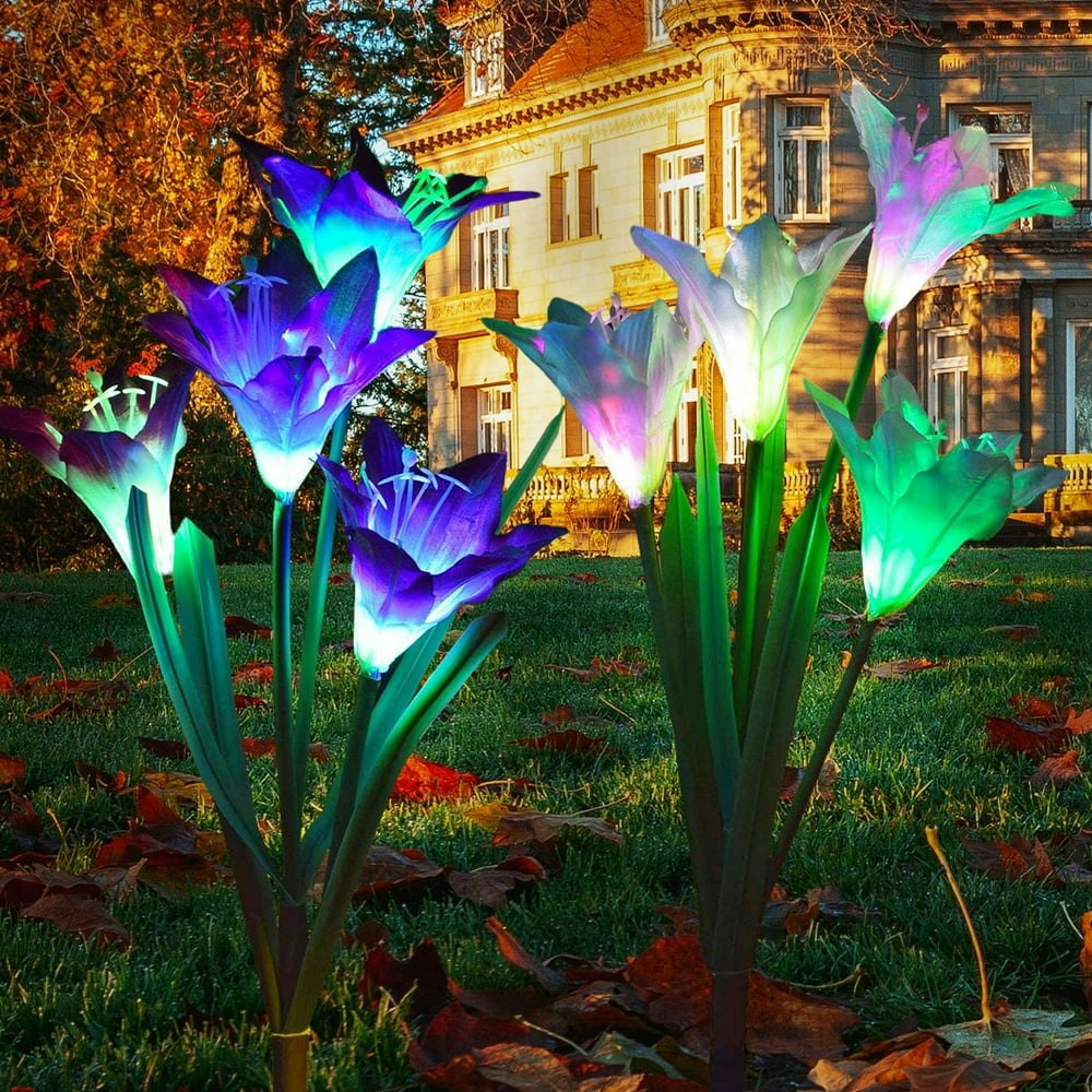 QiShi Solar Lily Flower Stake Lights 2-Pack: $13.45