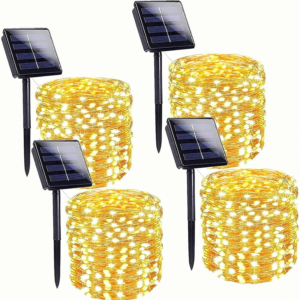 Juhefa 184-Foot 520 LED Solar String Lights 4-Pack: $23.99