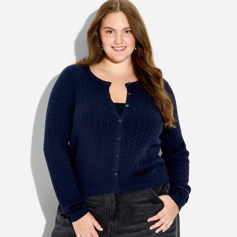 Wild Fable Women's Crewneck Baby Cable Cardigan 3X: $25