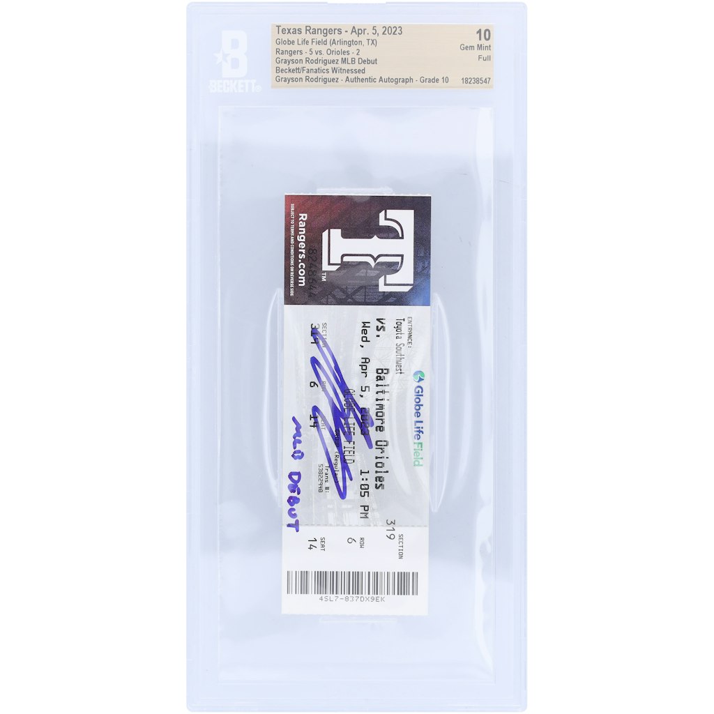 Grayson Rodriguez Autographed MLB Debut Ticket: $349.99