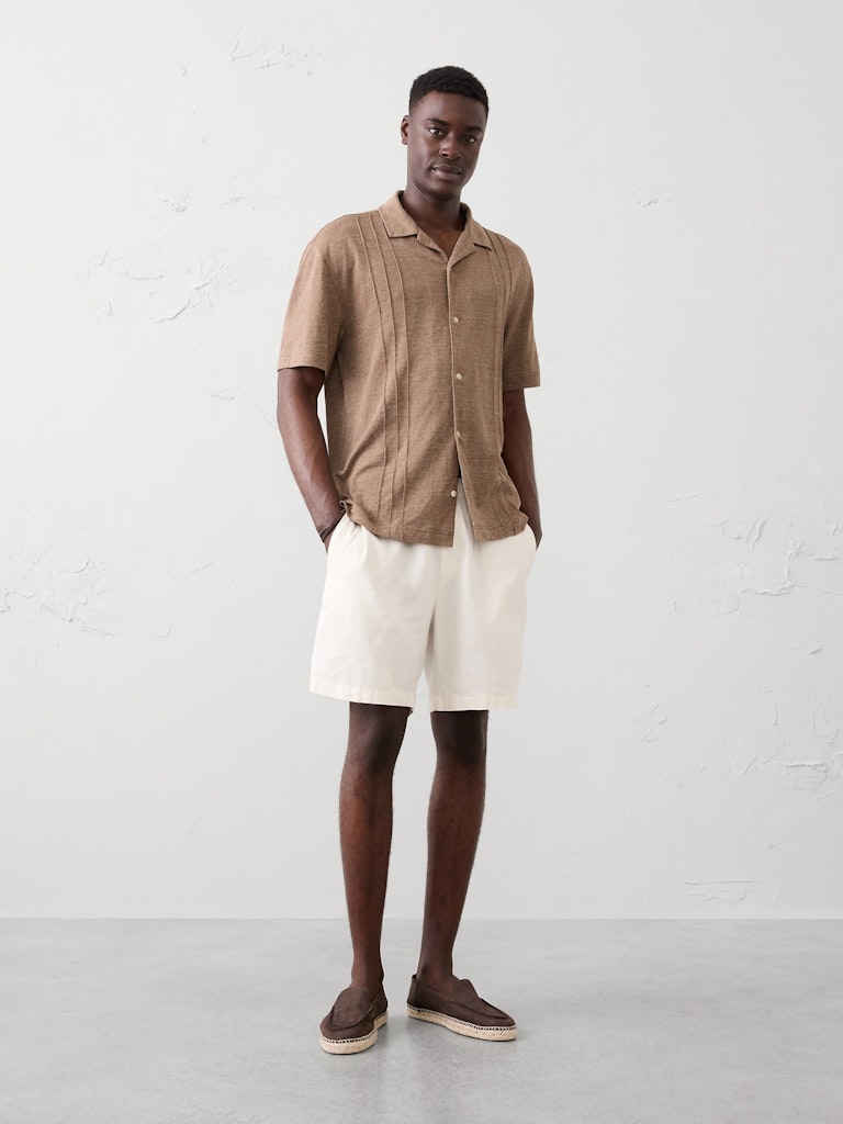 Standard-Fit Linen-Blend Pintuck Polo: $20 Standard-Fit Linen-Blend Pintuck Polo: $20