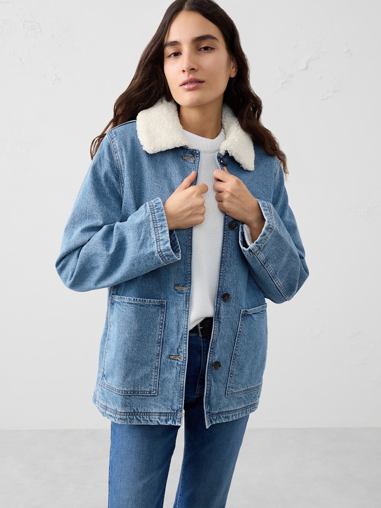 Sherpa Collar Denim Jacket: $84.97 Sherpa Collar Denim Jacket: $84.97