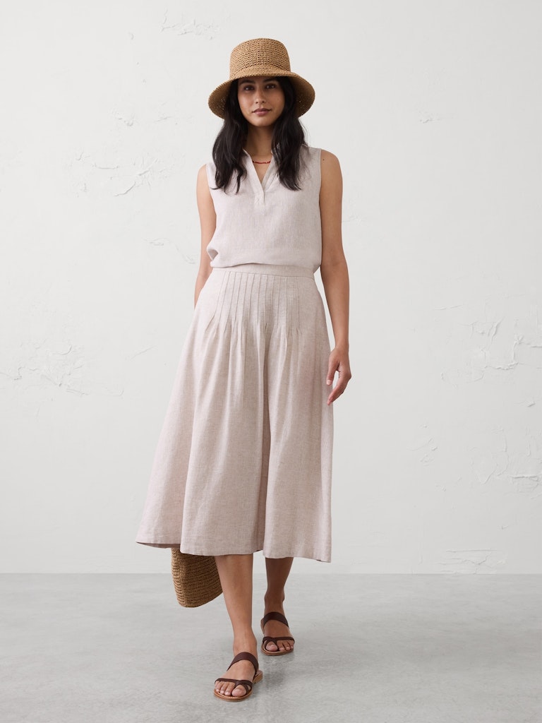 Linen-Blend Pintuck Midi Skirt: $60 Linen-Blend Pintuck Midi Skirt: $60