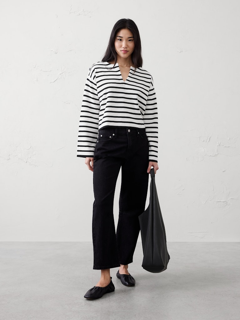 Striped Button Notch-Neck Sweater: $23.97 Striped Button Notch-Neck Sweater: $23.97