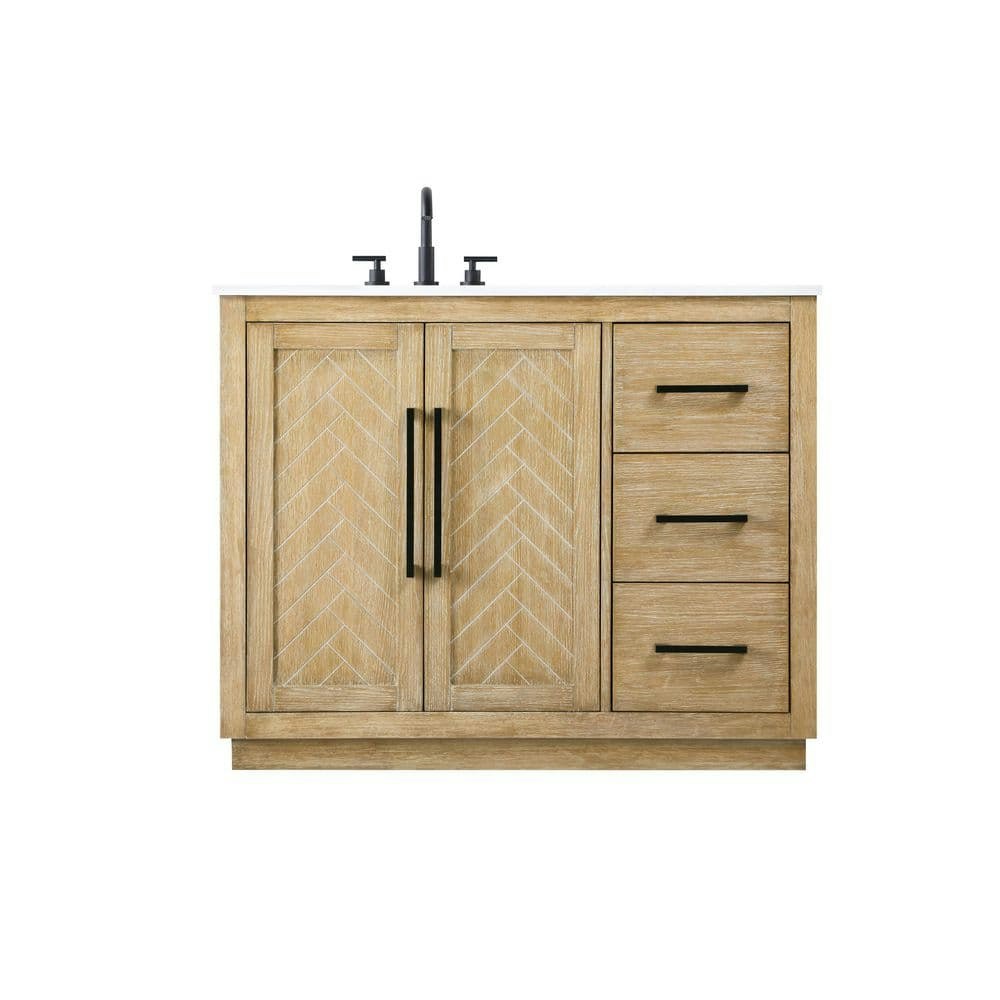 42-Inch Single Sink Linen Oak Bath Vanity with Engineered Marble Top: $984.60 42-Inch Single Sink Linen Oak Bath Vanity with Engineered Marble Top: $984.60