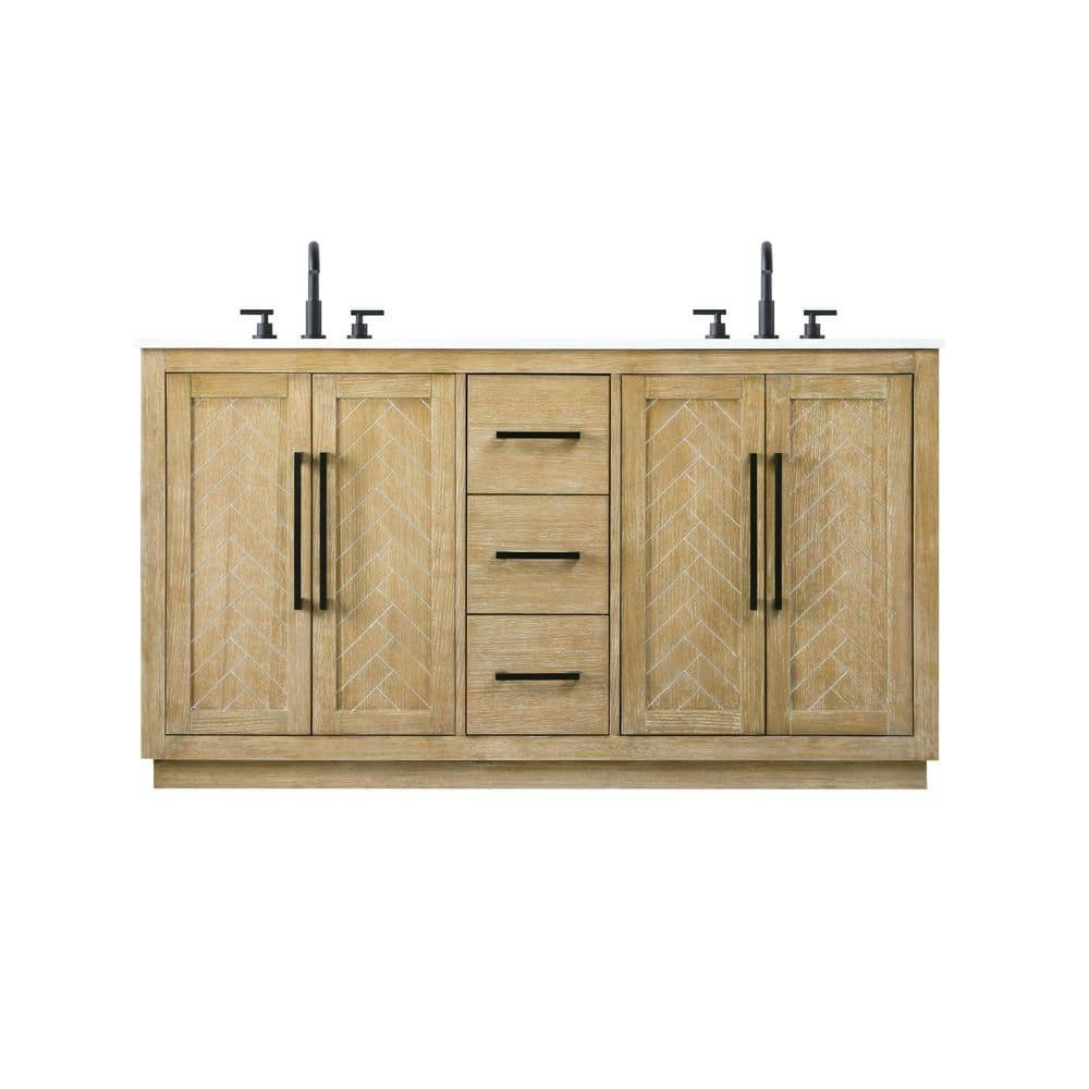 60-Inch Double Sink Linen Oak Bath Vanity with White Engineered Marble Top: $1,346.40 60-Inch Double Sink Linen Oak Bath Vanity with White Engineered Marble Top: $1,346.40