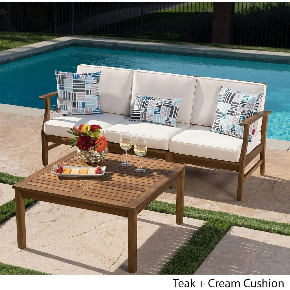 4-Piece Acacia Wood Outdoor Sectional Seating Set: $876.05 4-Piece Acacia Wood Outdoor Sectional Seating Set: $876.05