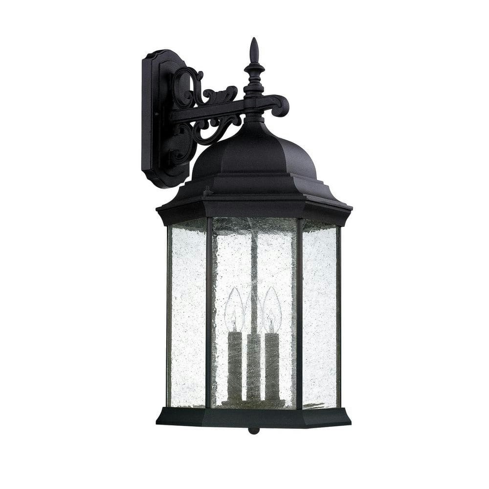 Main Street 25.5 in. 3-Light Black Outdoor Wall Lantern Sconce: $272 Main Street 25.5 in. 3-Light Black Outdoor Wall Lantern Sconce: $272