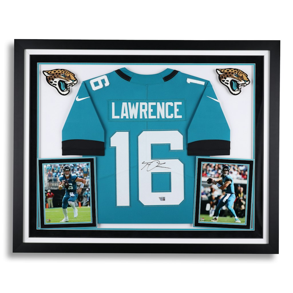 Trevor Lawrence Jacksonville Jaguars Autographed Framed Nike Teal Limited Jersey: $1,049.99 Trevor Lawrence Jacksonville Jaguars Autographed Framed Nike Teal Limited Jersey: $1,049.99