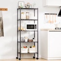 JHK 3-5 Tier Grid Storage Bookshelf w/ Lockable Wheels for $26 + free shipping