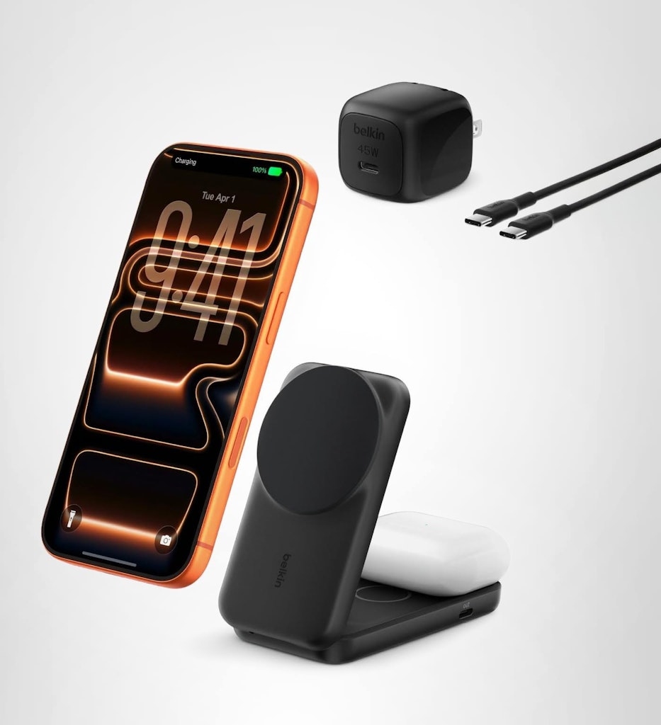 Belkin 2-in-1 Qi2.2 25W MagSafe Foldable Wireless Charging Stand: $45