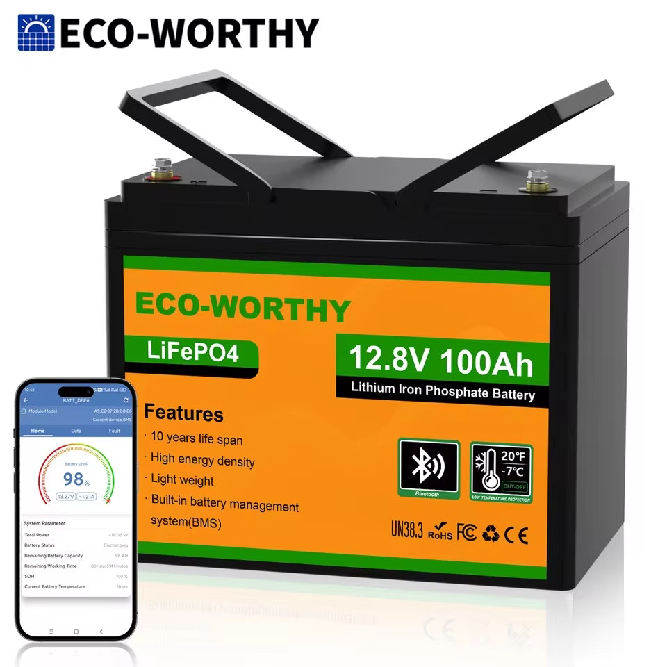 Eco-Worthy 12V 100AH LiFePO4 Lithium Battery w/ Bluetooth: $84 Eco-Worthy 12V 100AH LiFePO4 Lithium Battery w/ Bluetooth: $84