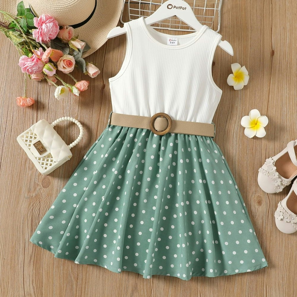 PatPat Girl Polka Dot Ribbed Sleeveless Dress and Belt 2-Piece Set: $16.65 PatPat Girl Polka Dot Ribbed Sleeveless Dress and Belt 2-Piece Set: $16.65