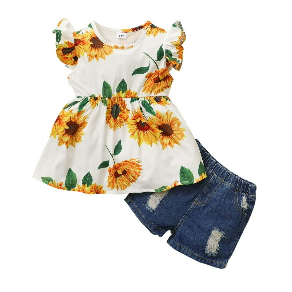 Kimi Bear Toddler Girls Sunflower T-Shirt and Denim Shorts 2-Piece Set: $11.49 Kimi Bear Toddler Girls Sunflower T-Shirt and Denim Shorts 2-Piece Set: $11.49