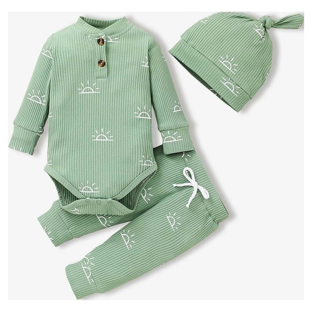 PatPat Newborn Ribbed Long Sleeve Romper, Pants, and Cap Set: $13.98 PatPat Newborn Ribbed Long Sleeve Romper, Pants, and Cap Set: $13.98