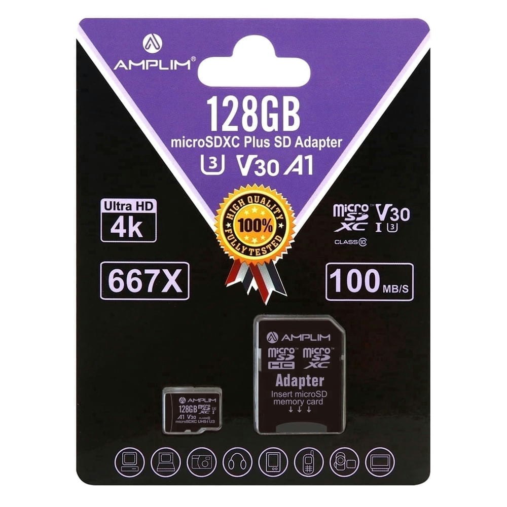Amplim 128GB MicroSDXC Memory Card with Adapter: $80.98 Amplim 128GB MicroSDXC Memory Card with Adapter: $80.98