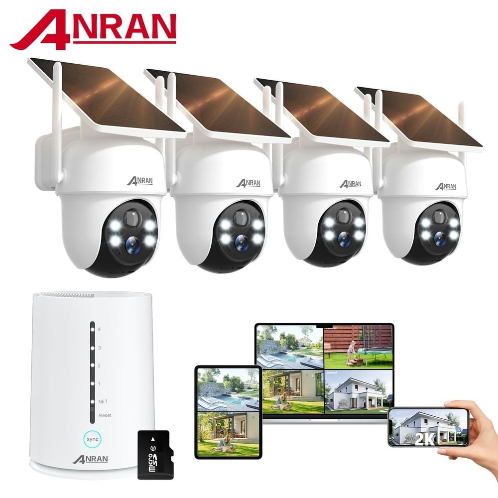 Anran 2K 360-Degree Wireless Solar Security Camera System: $215 Anran 2K 360-Degree Wireless Solar Security Camera System: $215