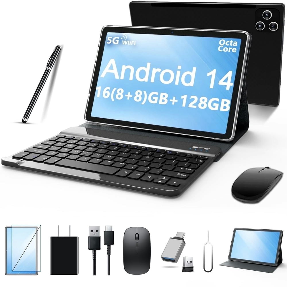 10-Inch Android 14 Tablet with Keyboard 128GB: $102.89