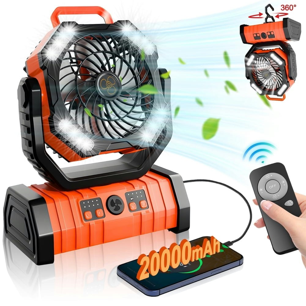 Rechargeable 20,000mAh Portable Camping Fan with LED Lantern: $26.59 Rechargeable 20,000mAh Portable Camping Fan with LED Lantern: $26.59