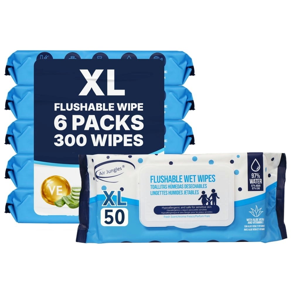 Air Jungles Flushable Wipes 300 Ct 6-Pack: $18.99 Air Jungles Flushable Wipes 300 Ct 6-Pack: $18.99