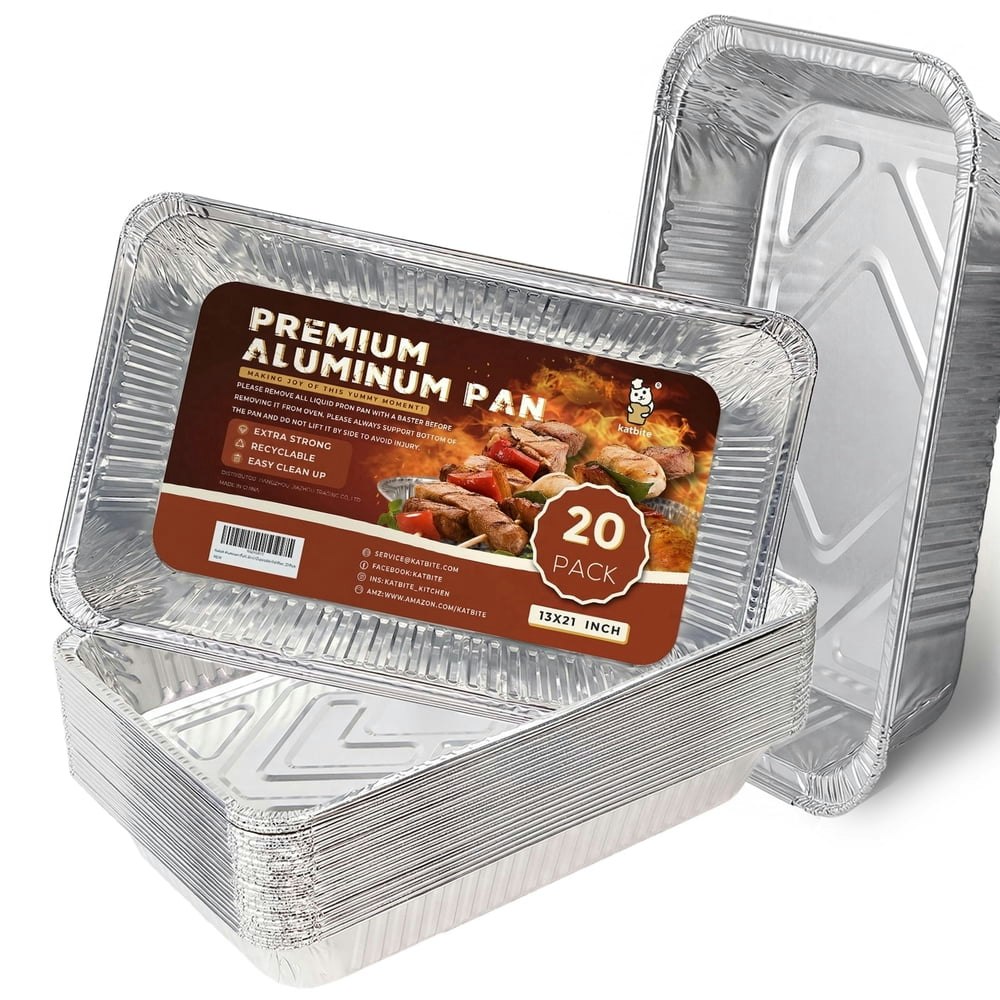 Katbite 21"x13" Heavy Duty Disposable Foil Pans 20-Pack: $44.81 Katbite 21"x13" Heavy Duty Disposable Foil Pans 20-Pack: $44.81