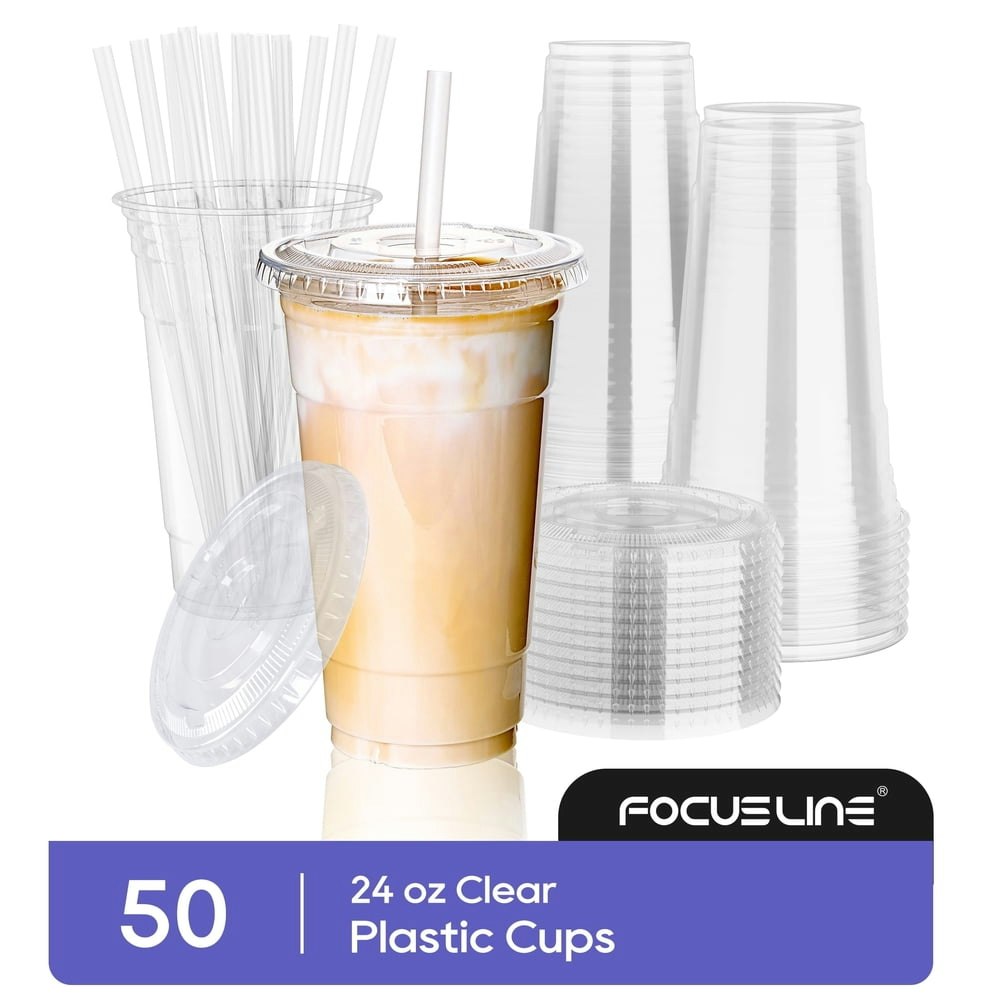 Focusline 24-oz Clear Plastic Cups with Lids 50-Pack: $20.69 Focusline 24-oz Clear Plastic Cups with Lids 50-Pack: $20.69