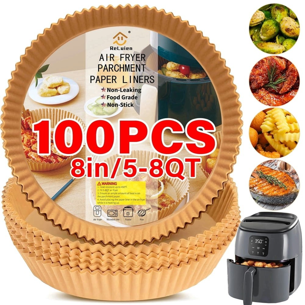 Reluien 8-inch Air Fryer Parchment Paper Liners 100-Pack: $9.99 Reluien 8-inch Air Fryer Parchment Paper Liners 100-Pack: $9.99