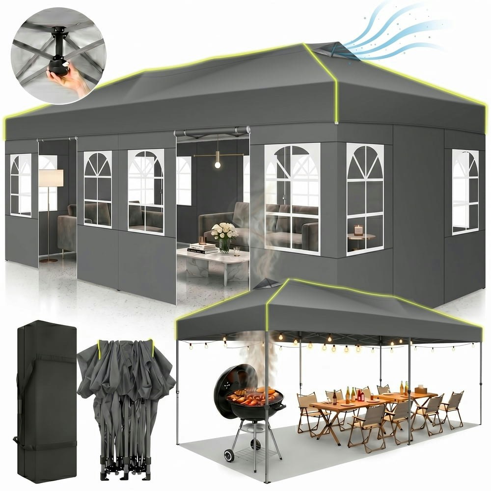 Cobizi 10x20 Pop-Up Canopy Tent with 6 Sidewalls: $162.35