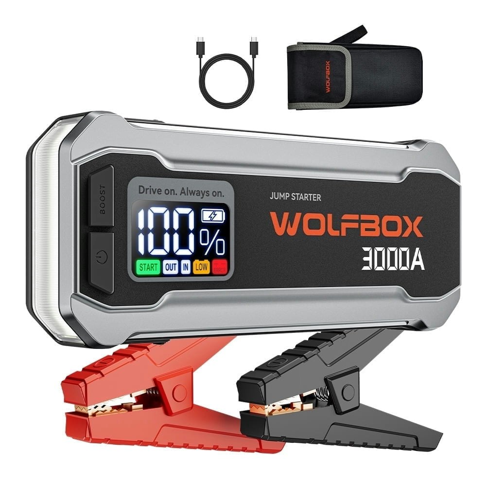 WolfBox 3,000A 16,000mAh Car Battery Jump Starter: $89.99