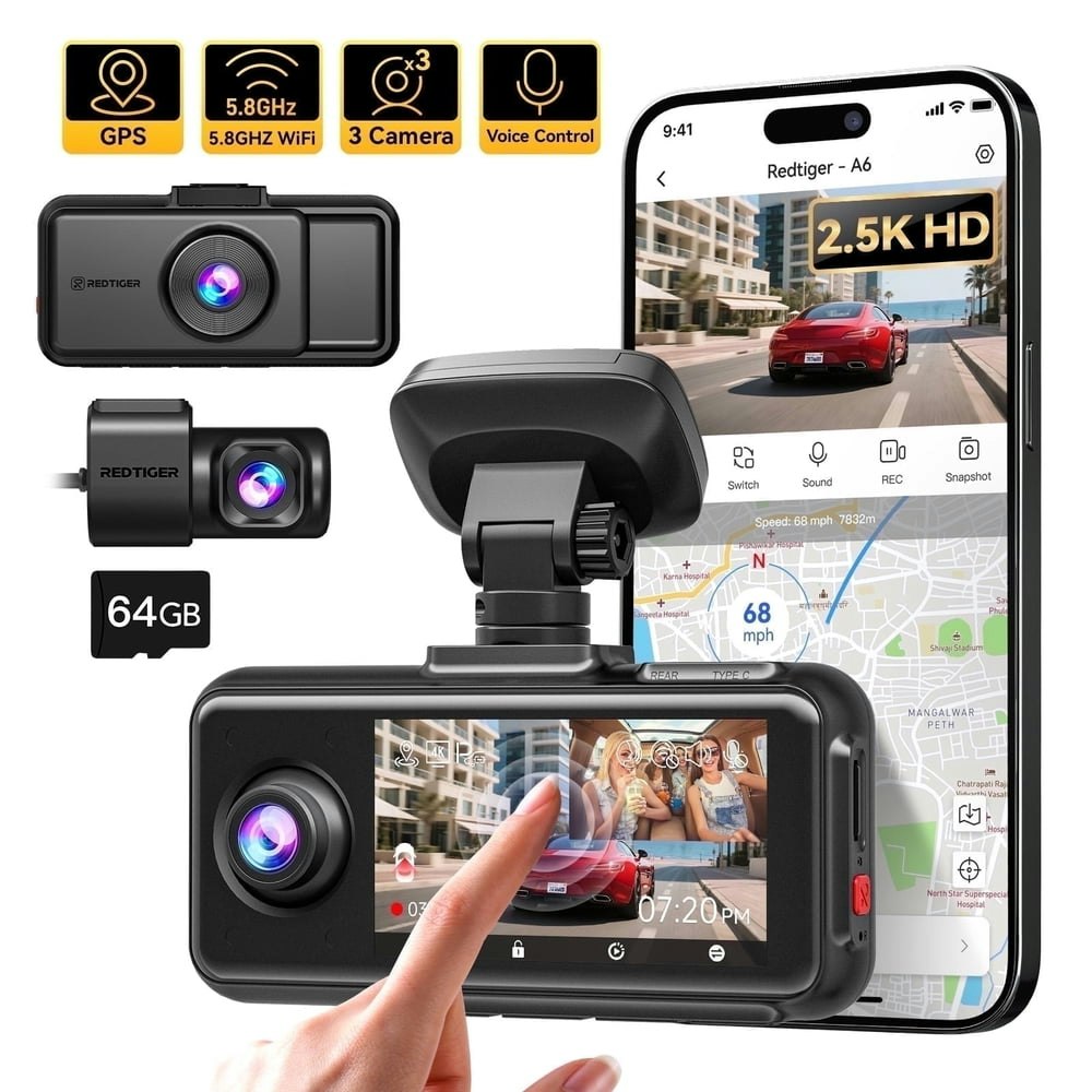 Redtiger A6 3-Channel Dash Cam: $109.99 Redtiger A6 3-Channel Dash Cam: $109.99