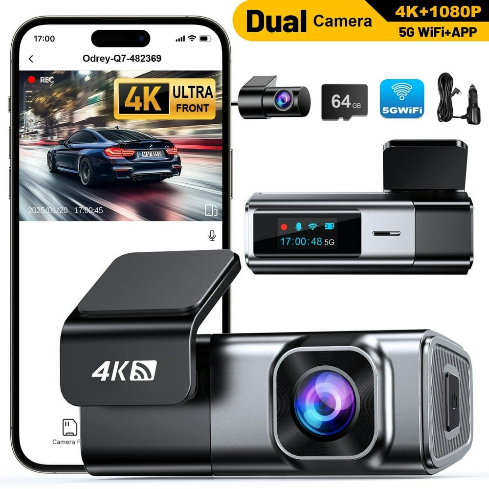 Odrey 4K Front and 1080p Rear Dash Cam: $50.48 Odrey 4K Front and 1080p Rear Dash Cam: $50.48