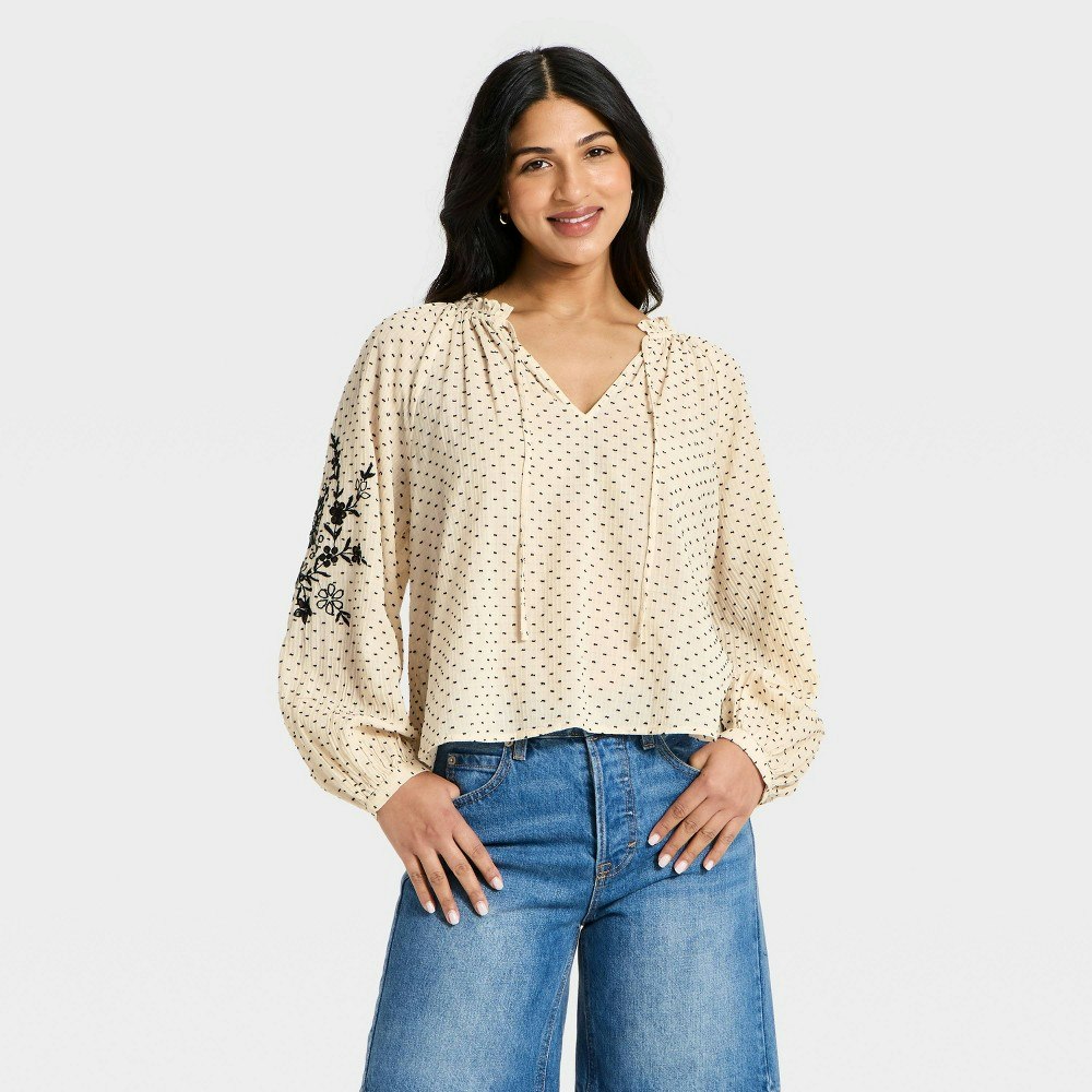 Universal Thread Women's Embroidered V-Neck Blouse: $30 Universal Thread Women's Embroidered V-Neck Blouse: $30