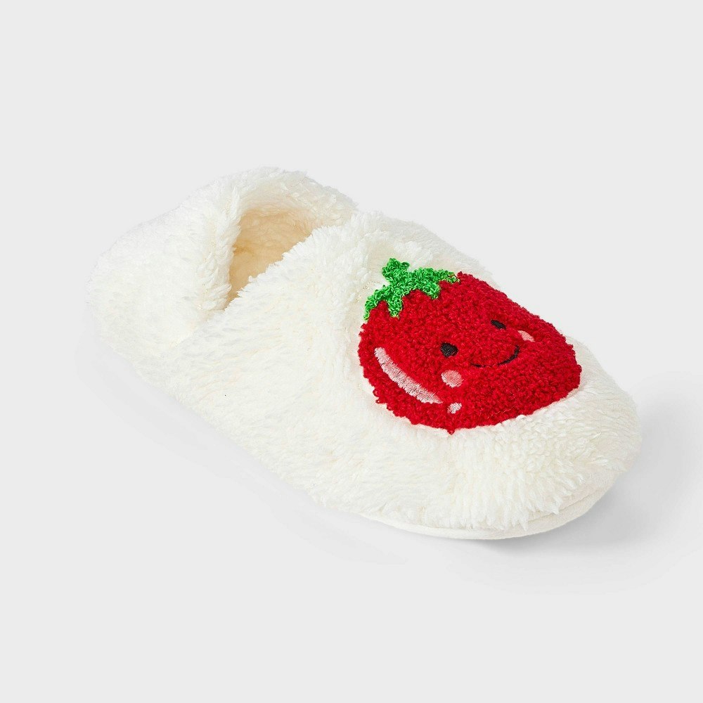 Women's Embroidered Tomato Smiley Face Fleece Slipper Socks: $10 Women's Embroidered Tomato Smiley Face Fleece Slipper Socks: $10