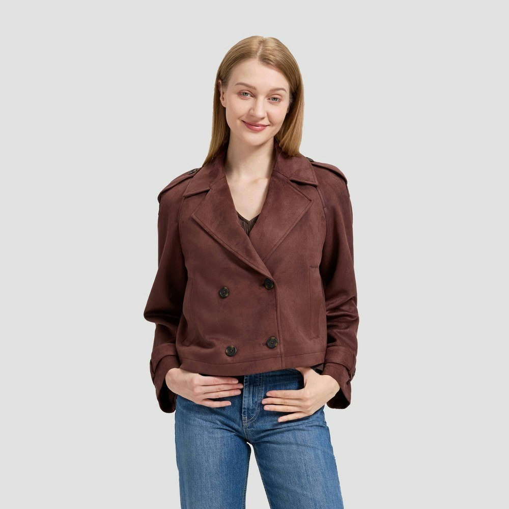 Universal Thread Women's Faux Suede Cropped Trench Coat: $58