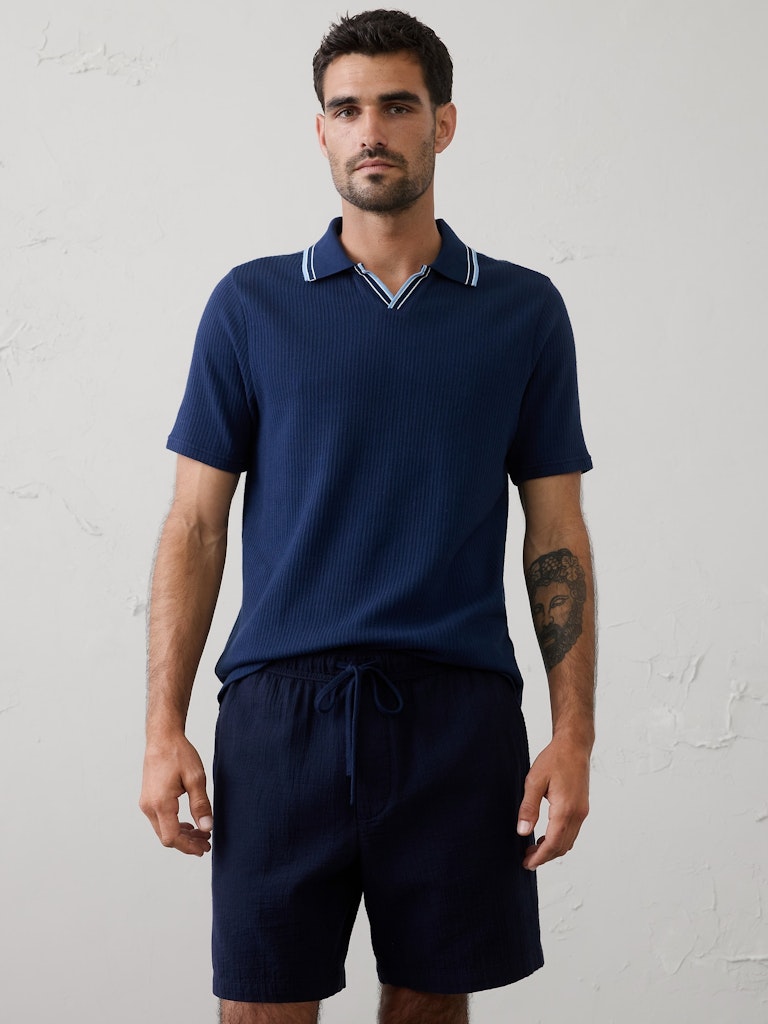 Crinkle Ribbed Johnny-Collar Polo: $35.97 Crinkle Ribbed Johnny-Collar Polo: $35.97