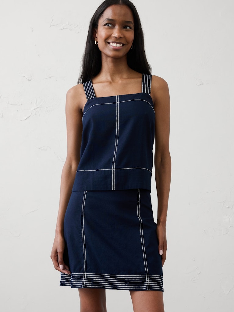 Linen-Blend Trapunto Tank: $37.50 Linen-Blend Trapunto Tank: $37.50