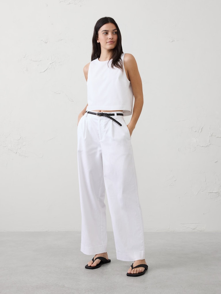 High-Rise Linen-Blend Pleated Straight-Leg Pant: $40 High-Rise Linen-Blend Pleated Straight-Leg Pant: $40