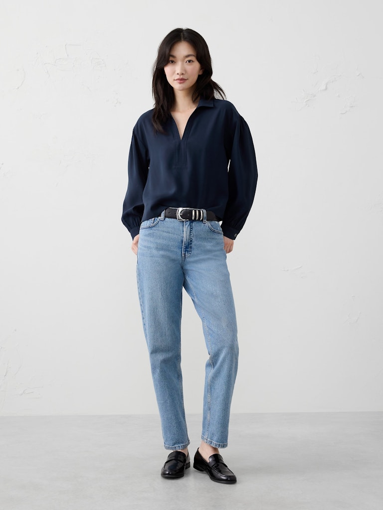 Johnny-Collar Twill Popover Top: $59.97 Johnny-Collar Twill Popover Top: $59.97