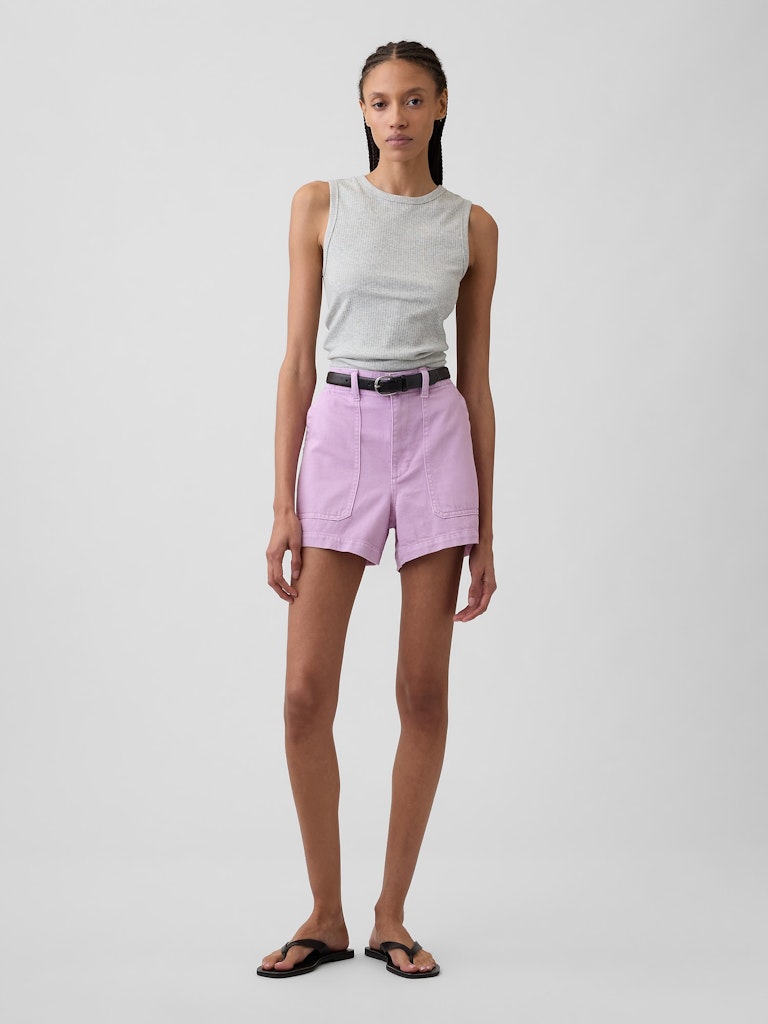 4-Inch High Rise Soft Denim Utility Shorts: $22.99