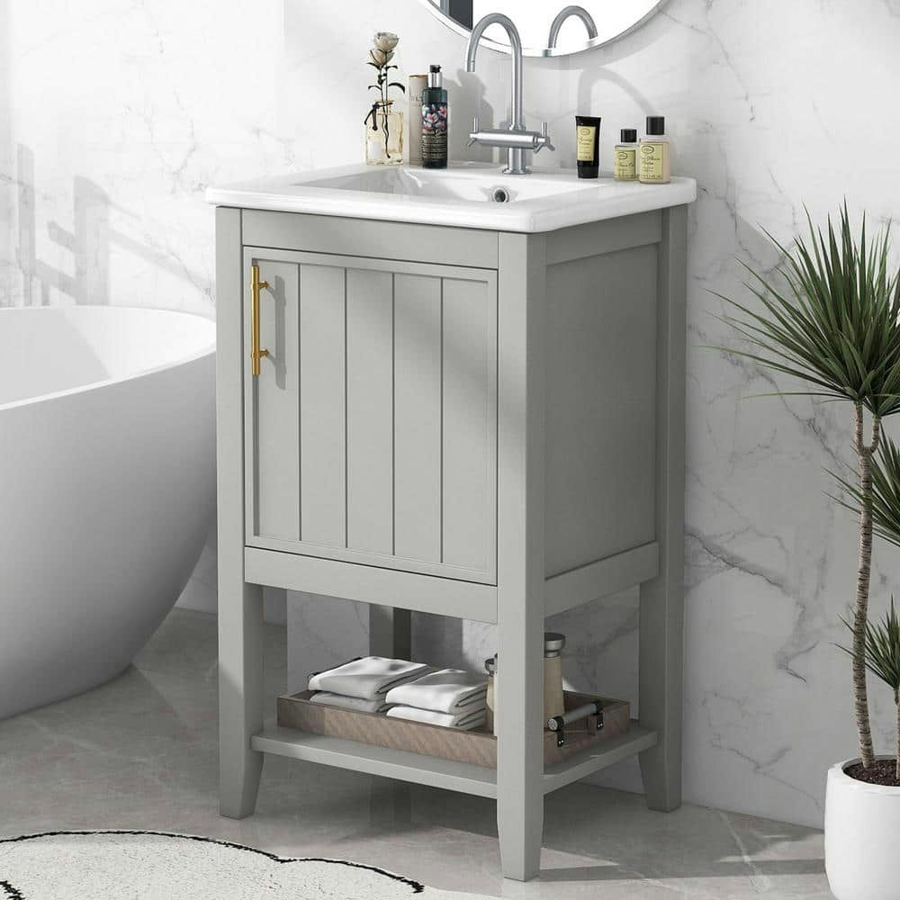 Single Sink Freestanding Bath Vanity with White Ceramic Top: $409.99 Single Sink Freestanding Bath Vanity with White Ceramic Top: $409.99