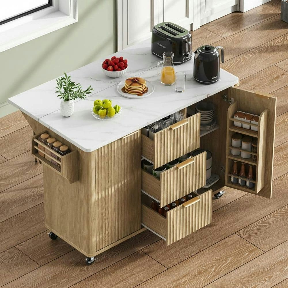 Farmhouse Natural Wood 55.5 in. Kitchen Storage Island: $371.78 Farmhouse Natural Wood 55.5 in. Kitchen Storage Island: $371.78