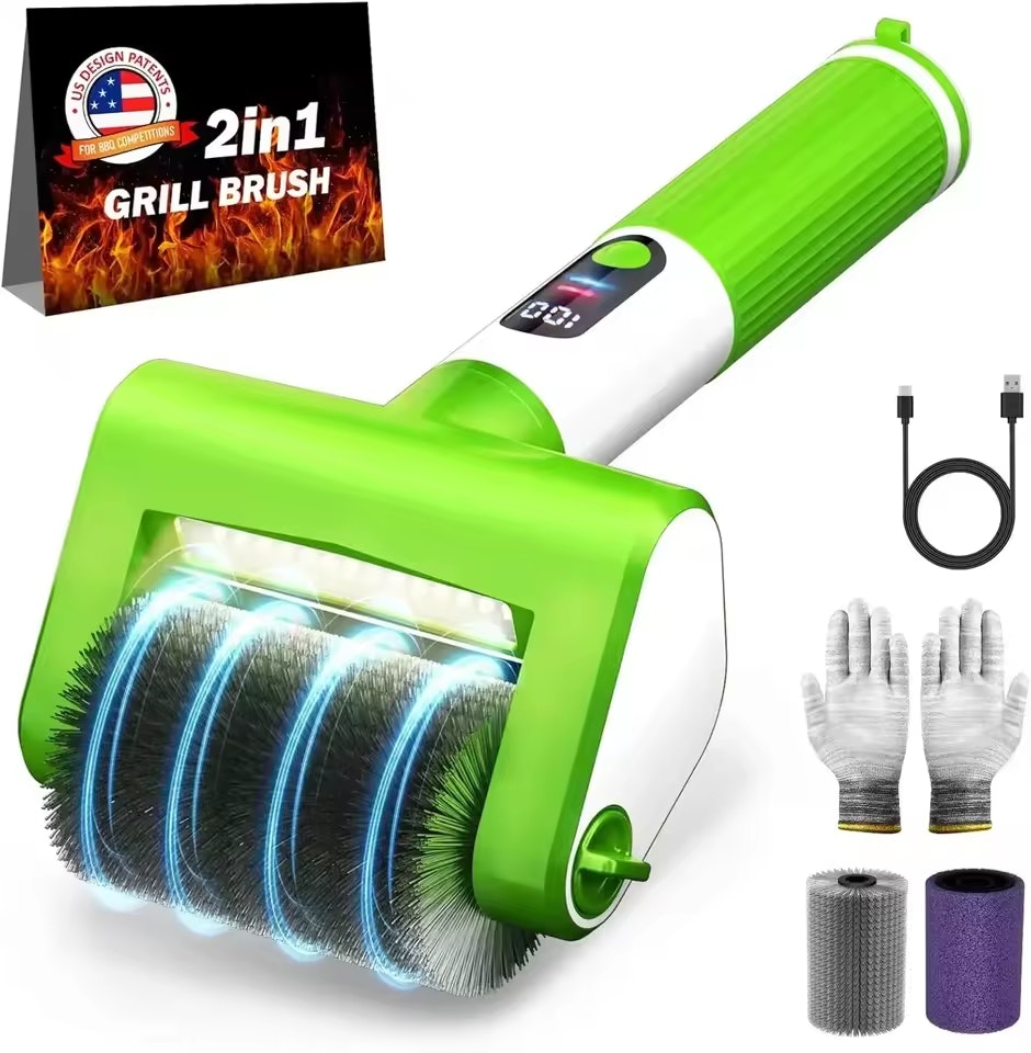 2-Speed Electric Grill Brush w/ LED Light & 4000mAh Battery: $46