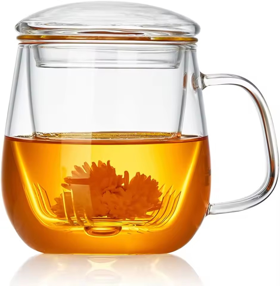 Borosilicate Glass Tea Cup w/ Infuser & Lid: $8.26
