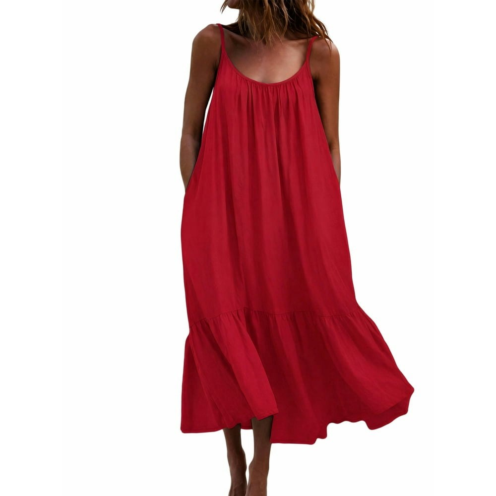 Women's Plus Size Sleeveless Scoop Neck Dress with Pockets: $12.89 Women's Plus Size Sleeveless Scoop Neck Dress with Pockets: $12.89