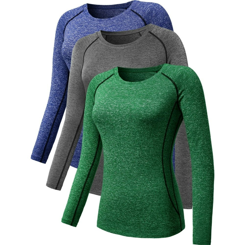 Neleus Women's Compression Long Sleeve Athletic Shirt 3-Pack: $19.97