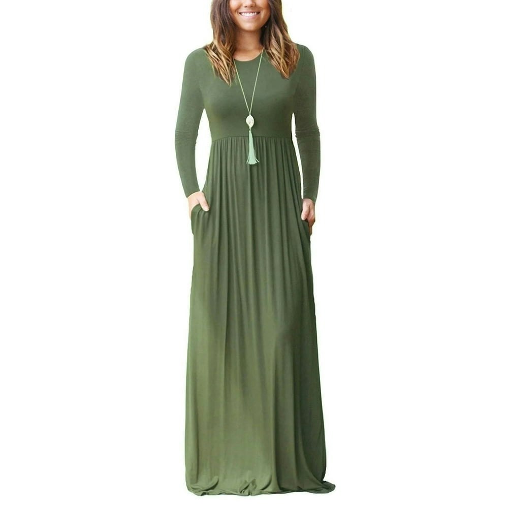 Haomeili Women's Long Sleeve Maxi Dress with Pockets: $18.99 Haomeili Women's Long Sleeve Maxi Dress with Pockets: $18.99