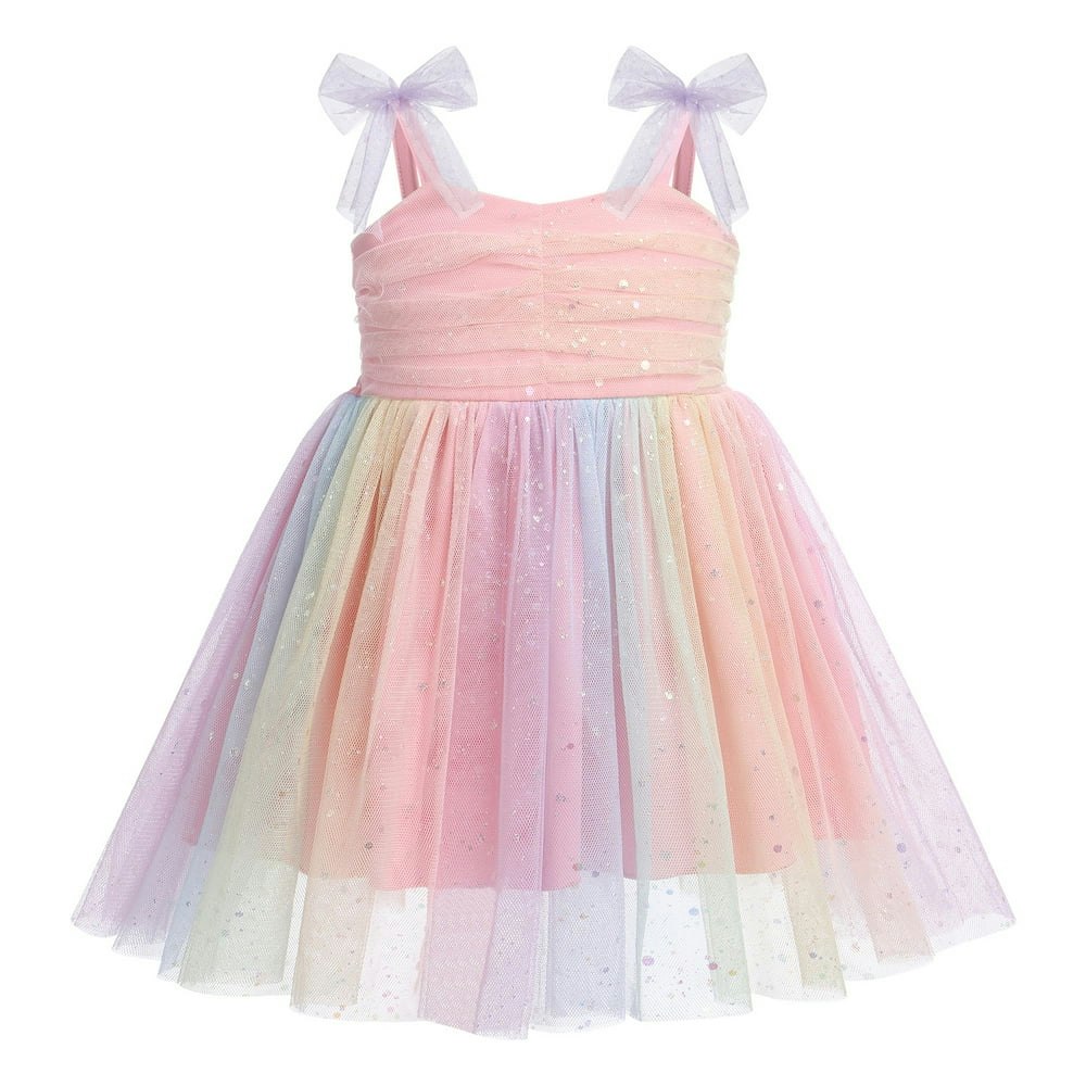 Ibtom Castle Toddler Girls Boho Rainbow Tulle Dress: $14.99