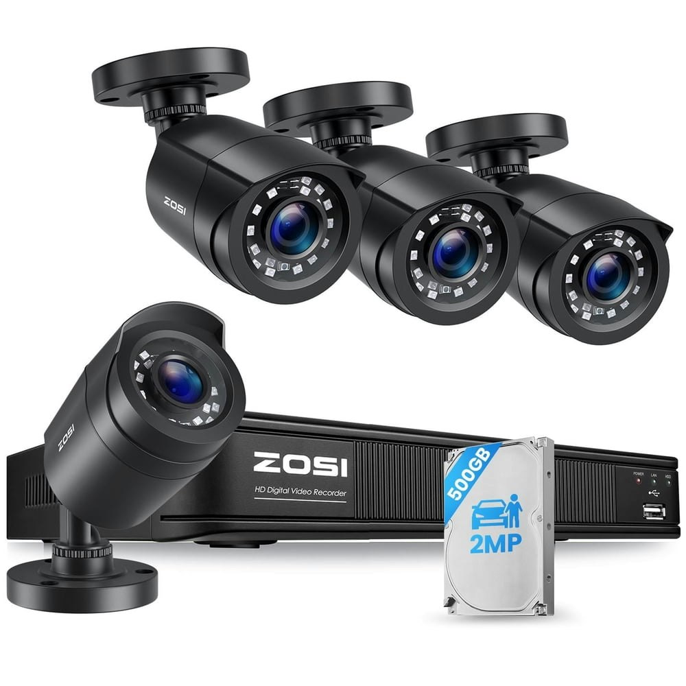 Zosi 8-Channel 5MP Lite DVR Security System with 500GB Hard Drive and 4 Cameras: $139.99 Zosi 8-Channel 5MP Lite DVR Security System with 500GB Hard Drive and 4 Cameras: $139.99