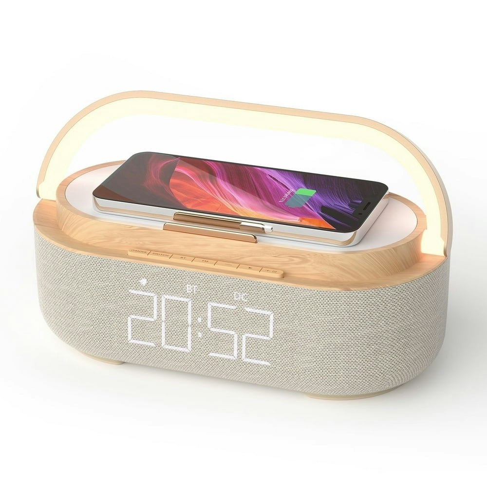 Wireless Charger Bluetooth Speaker Alarm Clock FM Radio Night Light: $39.89